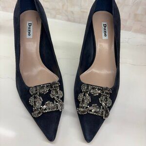Dune London Navy Suede Pumps